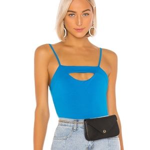 blue cut out bodysuit